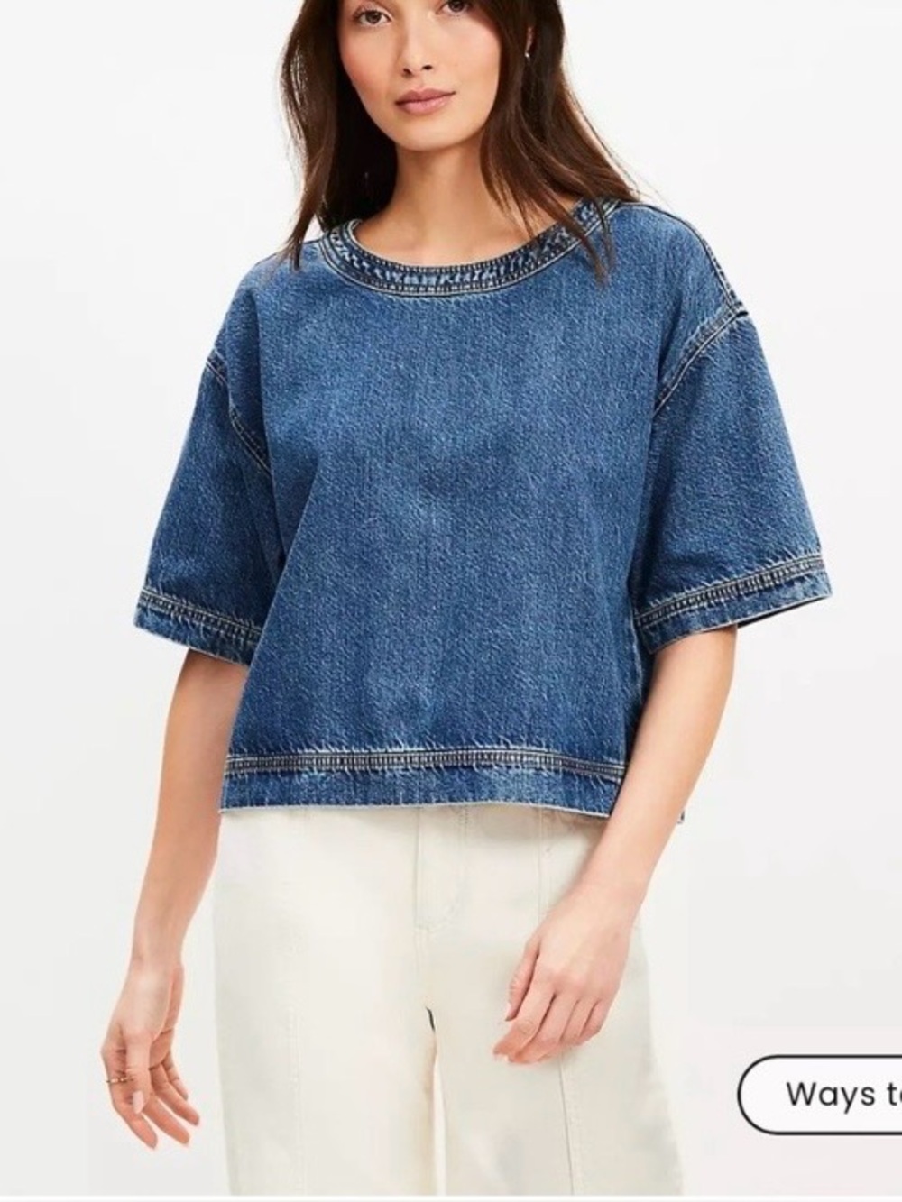 LOFT Boxy Denim Top XS